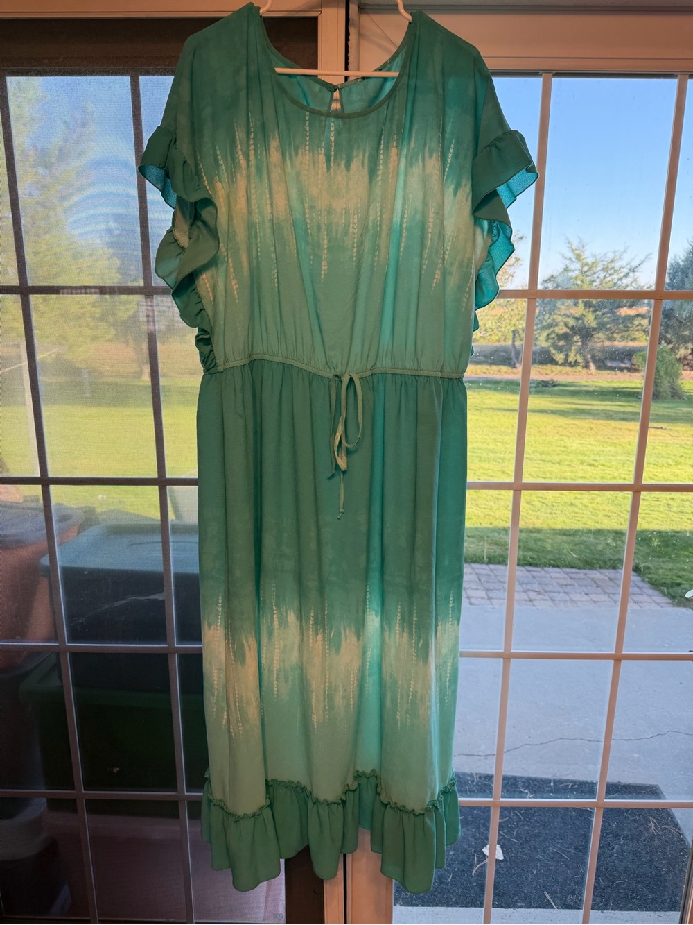 Women's green  Ombre Tie-Waist Midi Dress